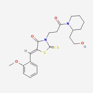 3-{3-[2-(2-Hydroxyethyl)piperidyl]-3-oxopropyl}-5-[(2-methoxyphenyl)methylene]-2-thioxo-1,3-thiazolidin-4-one