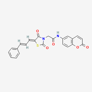 2-{(5Z)-2,4-dioxo-5-[(2E)-3-phenylprop-2-en-1-ylidene]-1,3-thiazolidin-3-yl}-N-(2-oxo-2H-chromen-6-yl)acetamide