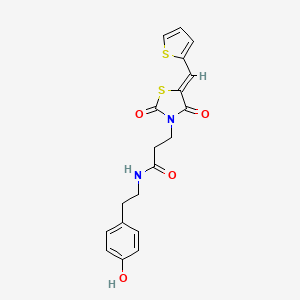 3-[(5Z)-2,4-dioxo-5-(thiophen-2-ylmethylidene)-1,3-thiazolidin-3-yl]-N-[2-(4-hydroxyphenyl)ethyl]propanamide