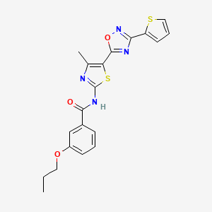 N-[(2Z)-4-methyl-5-[3-(thiophen-2-yl)-1,2,4-oxadiazol-5-yl]-1,3-thiazol-2(3H)-ylidene]-3-propoxybenzamide