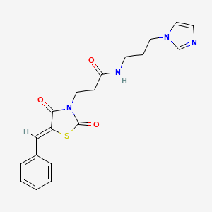 3-[(5Z)-5-benzylidene-2,4-dioxo-1,3-thiazolidin-3-yl]-N-[3-(1H-imidazol-1-yl)propyl]propanamide