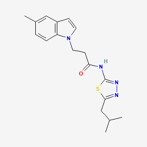 3-(5-methyl-1H-indol-1-yl)-N-[(2E)-5-(2-methylpropyl)-1,3,4-thiadiazol-2(3H)-ylidene]propanamide