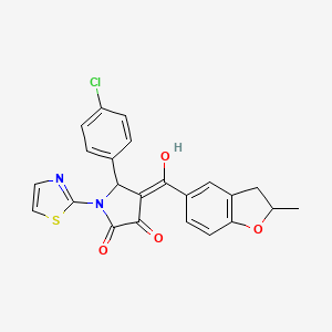 (4E)-5-(4-chlorophenyl)-4-[hydroxy(2-methyl-2,3-dihydro-1-benzofuran-5-yl)methylidene]-1-(1,3-thiazol-2-yl)pyrrolidine-2,3-dione