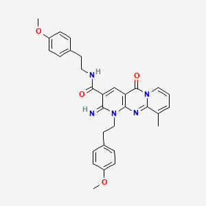 6-imino-N,7-bis[2-(4-methoxyphenyl)ethyl]-11-methyl-2-oxo-1,7,9-triazatricyclo[8.4.0.03,8]tetradeca-3(8),4,9,11,13-pentaene-5-carboxamide