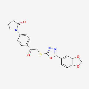 1-[4-(2-{[5-(2H-1,3-benzodioxol-5-yl)-1,3,4-oxadiazol-2-yl]sulfanyl}acetyl)phenyl]pyrrolidin-2-one