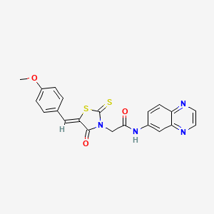 2-[(5Z)-5-(4-methoxybenzylidene)-4-oxo-2-thioxo-1,3-thiazolidin-3-yl]-N-(quinoxalin-6-yl)acetamide