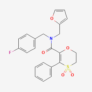 N-(4-fluorobenzyl)-N-(furan-2-ylmethyl)-3-phenyl-5,6-dihydro-1,4-oxathiine-2-carboxamide 4,4-dioxide