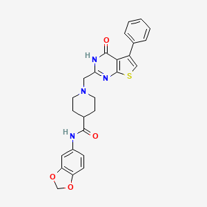 N-(2H-1,3-benzodioxol-5-yl)-1-({4-oxo-5-phenyl-3H,4H-thieno[2,3-d]pyrimidin-2-yl}methyl)piperidine-4-carboxamide