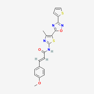 (2E)-3-(4-methoxyphenyl)-N-[(2E)-4-methyl-5-[3-(thiophen-2-yl)-1,2,4-oxadiazol-5-yl]-1,3-thiazol-2(3H)-ylidene]prop-2-enamide