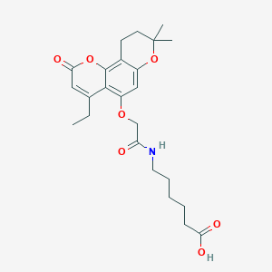 6-[[2-[(4-Ethyl-2-keto-8,8-dimethyl-9,10-dihydropyrano[2,3-h]chromen-5-yl)oxy]acetyl]amino]hexanoic acid