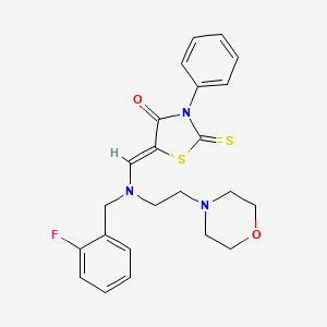 (5Z)-5-({(2-fluorobenzyl)[2-(morpholin-4-yl)ethyl]amino}methylidene)-3-phenyl-2-thioxo-1,3-thiazolidin-4-one