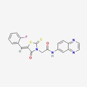 2-[(5Z)-5-(2-fluorobenzylidene)-4-oxo-2-thioxo-1,3-thiazolidin-3-yl]-N-(quinoxalin-6-yl)acetamide