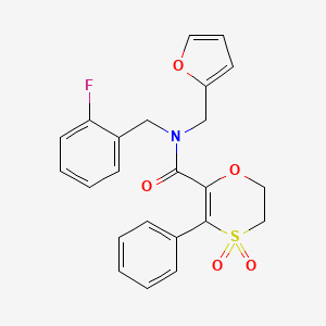 N-(2-fluorobenzyl)-N-(furan-2-ylmethyl)-3-phenyl-5,6-dihydro-1,4-oxathiine-2-carboxamide 4,4-dioxide