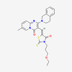 2-(3,4-dihydroisoquinolin-2(1H)-yl)-3-{(Z)-[3-(3-ethoxypropyl)-4-oxo-2-thioxo-1,3-thiazolidin-5-ylidene]methyl}-7-methyl-4H-pyrido[1,2-a]pyrimidin-4-one