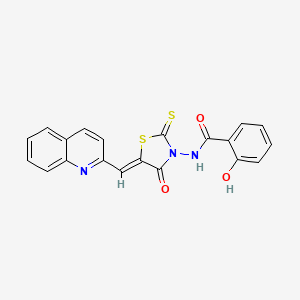 2-hydroxy-N-[(5Z)-4-oxo-5-(quinolin-2-ylmethylidene)-2-thioxo-1,3-thiazolidin-3-yl]benzamide