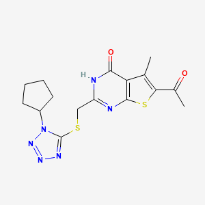 6-acetyl-2-{[(1-cyclopentyl-1H-1,2,3,4-tetrazol-5-yl)sulfanyl]methyl}-5-methyl-3H,4H-thieno[2,3-d]pyrimidin-4-one