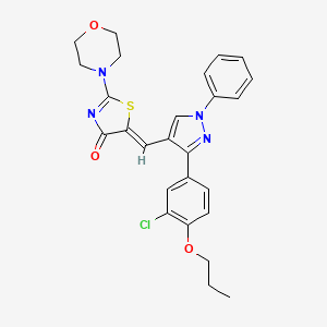 (5Z)-5-{[3-(3-chloro-4-propoxyphenyl)-1-phenyl-1H-pyrazol-4-yl]methylidene}-2-(morpholin-4-yl)-1,3-thiazol-4(5H)-one