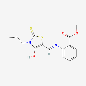 methyl 2-{[(E)-(4-oxo-3-propyl-2-thioxo-1,3-thiazolidin-5-ylidene)methyl]amino}benzoate