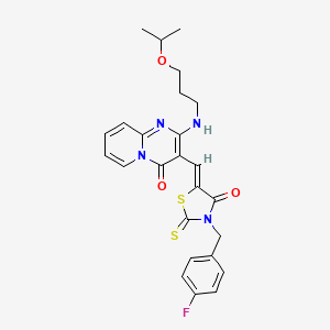 3-{(Z)-[3-(4-fluorobenzyl)-4-oxo-2-thioxo-1,3-thiazolidin-5-ylidene]methyl}-2-{[3-(propan-2-yloxy)propyl]amino}-4H-pyrido[1,2-a]pyrimidin-4-one