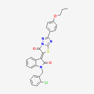 (3Z)-1-(2-chlorobenzyl)-3-[6-oxo-2-(4-propoxyphenyl)[1,3]thiazolo[3,2-b][1,2,4]triazol-5(6H)-ylidene]-1,3-dihydro-2H-indol-2-one