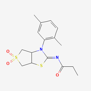 N-[(2Z)-3-(2,5-dimethylphenyl)-5,5-dioxidotetrahydrothieno[3,4-d][1,3]thiazol-2(3H)-ylidene]propanamide