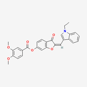 (2E)-2-[(1-ethyl-1H-indol-3-yl)methylidene]-3-oxo-2,3-dihydro-1-benzofuran-6-yl 3,4-dimethoxybenzoate