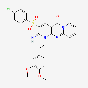 5-(4-chlorophenyl)sulfonyl-7-[2-(3,4-dimethoxyphenyl)ethyl]-6-imino-11-methyl-1,7,9-triazatricyclo[8.4.0.03,8]tetradeca-3(8),4,9,11,13-pentaen-2-one