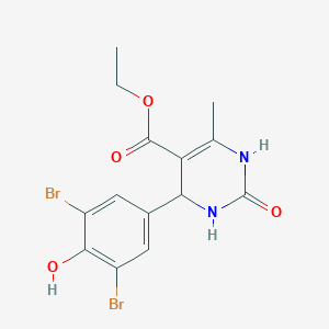 5-Pyrimidinecarboxylic acid, 4-(3,5-dibromo-4-hydroxyphenyl)-1,2,3,4-tetrahydro-6-methyl-2-oxo-, ethyl ester