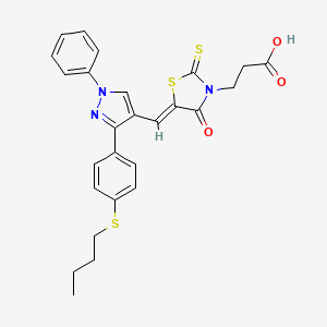 3-[(5Z)-5-({3-[4-(butylsulfanyl)phenyl]-1-phenyl-1H-pyrazol-4-yl}methylidene)-4-oxo-2-thioxo-1,3-thiazolidin-3-yl]propanoic acid