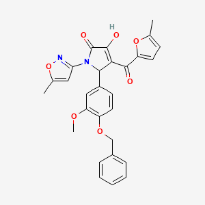 (4E)-5-[4-(benzyloxy)-3-methoxyphenyl]-4-[hydroxy(5-methylfuran-2-yl)methylidene]-1-(5-methyl-1,2-oxazol-3-yl)pyrrolidine-2,3-dione