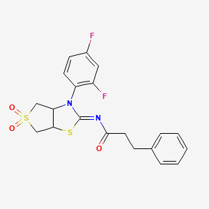 N-[(2E)-3-(2,4-difluorophenyl)-5,5-dioxidotetrahydrothieno[3,4-d][1,3]thiazol-2(3H)-ylidene]-3-phenylpropanamide