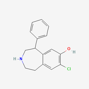 molecular formula C16H16ClNO B1218988 8-Chloro-2,3,4,5-tetrahydro-5-phenyl-1H-3-benzazepin-7-ol 