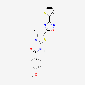 4-methoxy-N-[(2Z)-4-methyl-5-[3-(thiophen-2-yl)-1,2,4-oxadiazol-5-yl]-1,3-thiazol-2(3H)-ylidene]benzamide