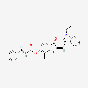 (2E)-2-[(1-ethyl-1H-indol-3-yl)methylidene]-7-methyl-3-oxo-2,3-dihydro-1-benzofuran-6-yl (2E)-3-phenylprop-2-enoate