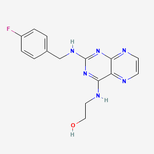 2-[(2-{[(4-Fluorophenyl)methyl]amino}pteridin-4-yl)amino]ethan-1-ol