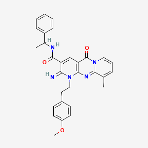 6-imino-7-[2-(4-methoxyphenyl)ethyl]-11-methyl-2-oxo-N-(1-phenylethyl)-1,7,9-triazatricyclo[8.4.0.03,8]tetradeca-3(8),4,9,11,13-pentaene-5-carboxamide