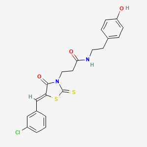 3-[(5Z)-5-(3-chlorobenzylidene)-4-oxo-2-thioxo-1,3-thiazolidin-3-yl]-N-[2-(4-hydroxyphenyl)ethyl]propanamide