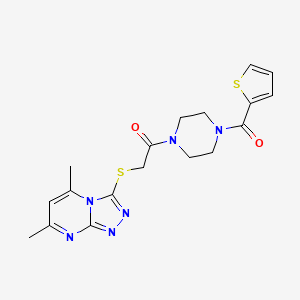 2-({5,7-Dimethyl-[1,2,4]triazolo[4,3-a]pyrimidin-3-yl}sulfanyl)-1-[4-(thiophene-2-carbonyl)piperazin-1-yl]ethan-1-one