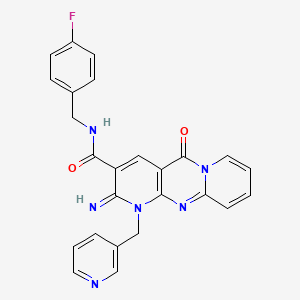 N-[(4-fluorophenyl)methyl]-6-imino-2-oxo-7-(pyridin-3-ylmethyl)-1,7,9-triazatricyclo[8.4.0.03,8]tetradeca-3(8),4,9,11,13-pentaene-5-carboxamide