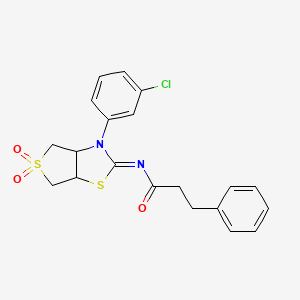 N-[(2E)-3-(3-chlorophenyl)-5,5-dioxidotetrahydrothieno[3,4-d][1,3]thiazol-2(3H)-ylidene]-3-phenylpropanamide