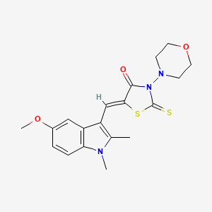 (5Z)-5-[(5-methoxy-1,2-dimethyl-1H-indol-3-yl)methylidene]-3-(morpholin-4-yl)-2-thioxo-1,3-thiazolidin-4-one