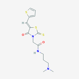 N-[3-(dimethylamino)propyl]-2-[(5Z)-4-oxo-5-(thiophen-2-ylmethylidene)-2-thioxo-1,3-thiazolidin-3-yl]acetamide