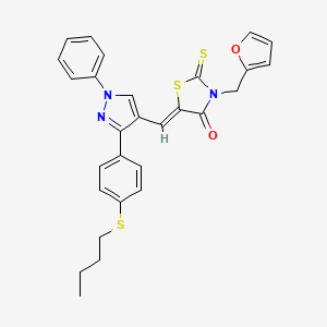 (5Z)-5-({3-[4-(butylsulfanyl)phenyl]-1-phenyl-1H-pyrazol-4-yl}methylidene)-3-(furan-2-ylmethyl)-2-thioxo-1,3-thiazolidin-4-one