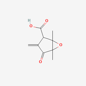 molecular formula C9H10O4 B1219068 1,5-Dimethyl-3-methylidene-4-oxo-6-oxabicyclo[3.1.0]hexane-2-carboxylic acid 
