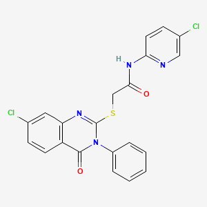 2-[(7-chloro-4-oxo-3-phenyl-3,4-dihydroquinazolin-2-yl)sulfanyl]-N-(5-chloropyridin-2-yl)acetamide