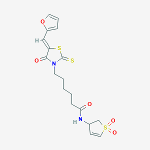 N-(1,1-dioxido-2,3-dihydrothiophen-3-yl)-6-[(5Z)-5-(furan-2-ylmethylidene)-4-oxo-2-thioxo-1,3-thiazolidin-3-yl]hexanamide