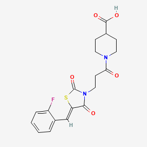 1-{3-[(5Z)-5-(2-fluorobenzylidene)-2,4-dioxo-1,3-thiazolidin-3-yl]propanoyl}piperidine-4-carboxylic acid