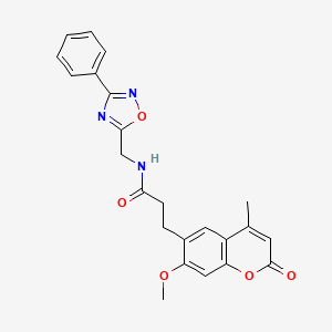 3-(7-methoxy-4-methyl-2-oxo-2H-chromen-6-yl)-N-((3-phenyl-1,2,4-oxadiazol-5-yl)methyl)propanamide