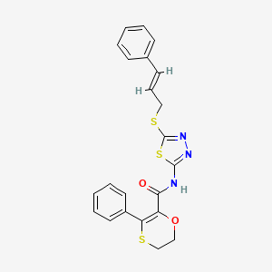 3-phenyl-N-[(2Z)-5-{[(2E)-3-phenylprop-2-en-1-yl]sulfanyl}-1,3,4-thiadiazol-2(3H)-ylidene]-5,6-dihydro-1,4-oxathiine-2-carboxamide