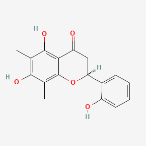 molecular formula C17H16O5 B1219094 4H-1-Benzopyran-4-one, 2,3-dihydro-5,7-dihydroxy-2-(2-hydroxyphenyl)-6,8-dimethyl-, (2S)- CAS No. 77744-53-7